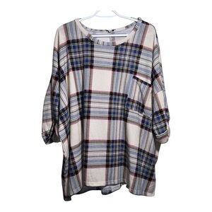 EUC WHITE BIRCH XL Plaid Shoet-Sleeved Shirt‎ with Pocket